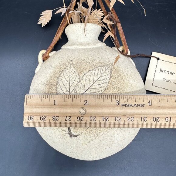 Vintage Wall Vase Jimmie Floyd Stoneware Pottery Leaf Clay Art 1978 Botanical - Picture 11 of 11